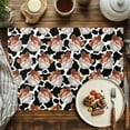thumbnail image 4 of Western Christmas Placemat of 1 PC, Cow Texture Cowboy Santa Claus Table Mats Washable Heat-Resistant Non-Slip Place Mats for Kitchen Dinner Table Indoor Outdoor Decor,13x19 Inch Black White, 4 of 9