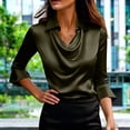 thumbnail image 5 of NuoCaiYun Dressy Tops for Women 3/4 Sleeve Silk Satin Blouses Business Work T Shirts Loose Fit Cowl Neck Spring Summer Outfits 2026, 5 of 6