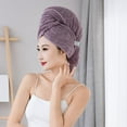 thumbnail image 4 of Microfiber Hair Towel Wrap for Women, Soft Hair Drying Towel with Elastic Band, Fast Drying Hair Turbans for Wet Curly Long Hair, Microfiber Towel for Hair Anti Frizz 39.37" X 23.62" (Purple), 4 of 6