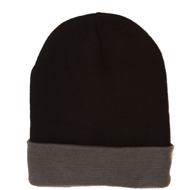 Top Headwear's Winte's Golfed Goreie Cap Dos tonos - Gris Negro TOP HEADWEAR Beanie