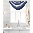 thumbnail image 4 of Navy Blue Ombre Stripe Waterfall Valances for Windows, Abstract Art Modern Blue Striped Kitchen Sheer Valance Curtains, Rod Pocket Elegant Swag Valances for Living Room Bedroom, 47.2"x38.5", 2 Panel, 4 of 8