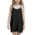 thumbnail image 2 of Jinhomg Sleeveless Dress for Girls Adjustable Spaghetti Strap Midi Dresses Lightweight Comfy Crew Neck Cami Dress with Pockets Black 5 Years, 2 of 6