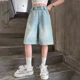 thumbnail image 3 of Pantalones cortos de verano para niñas, pantalones vaqueros finos de cinco puntos para niños, prendas de vestir exteriores de verano, pantalones cortos transpirables de moda para niños, 3 of 5