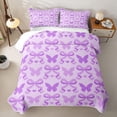 thumbnail image 2 of Homewish Cute Purple Bed Spread Queen For Girls,Butterfly Bow-Tie Queen Coverlet Set,3pcs, 2 of 7