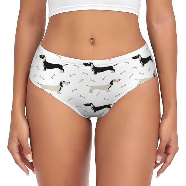 Balery Dachshund Dog Ropa Interior de Algodón para Mujer con Dibujo – Braguitas Cómodas y Elásticas, Estilo Clásico-3X-Large