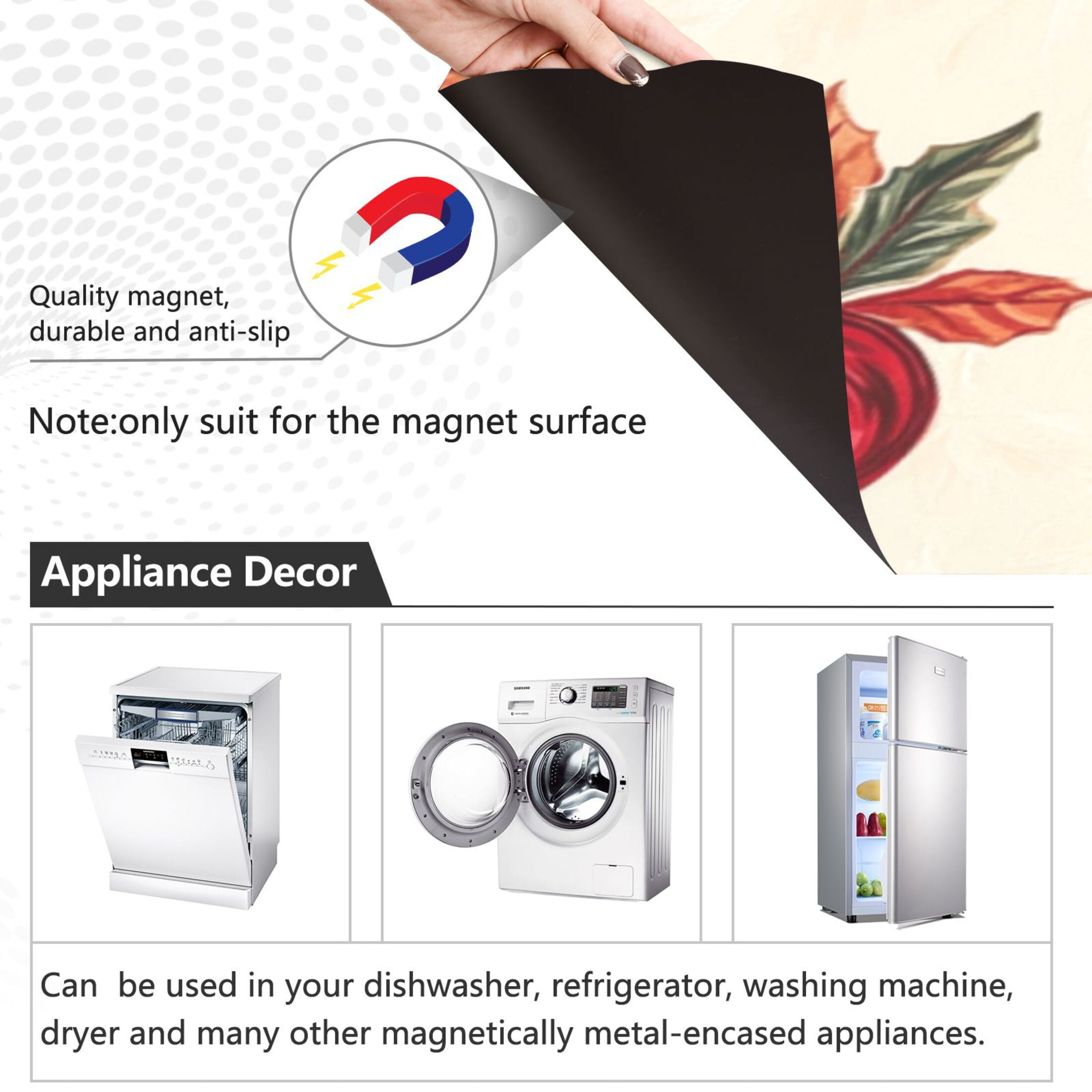 Dishwasher Magnetic Sticker 23x26 Inch Refrigerator Magnetic Sticker Washing Machine Magnetic Sticker Kitchen Panel Magnetic Sticker Home Decor Christmas Red Ball
