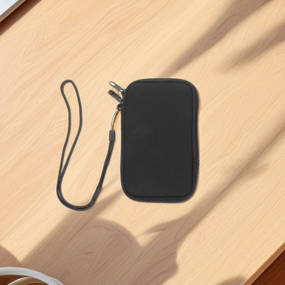 Supvox Waterproof Black Neoprene Phone Pouch with Lanyard for Universal Phones