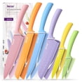 thumbnail image 1 of Juego de cuchillos de cocina Hecef de 6 piezas acero inoxidable con revestimiento colorido, 1 of 10