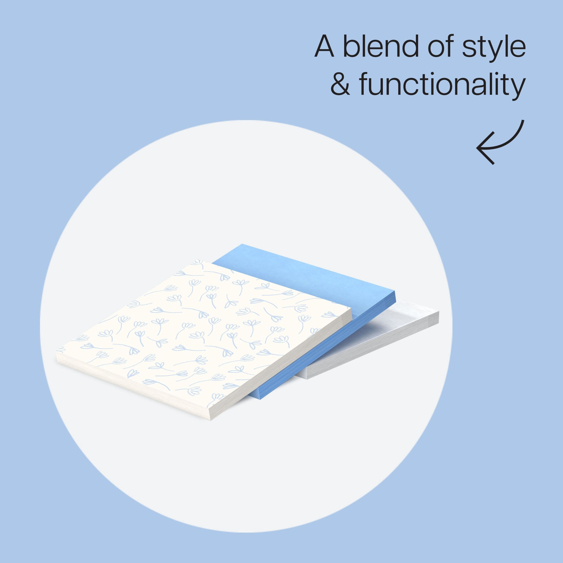 Post-it Sticky Notes, Blue Cottage Design, 3 in. x 2.9 in., 3 Pads