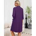 thumbnail image 4 of EKOUAER Zipper Robes for Women 3/4 Sleeve Housecoats Knee Length Bathrobe Lightweight Nightgown with Pockets, 4 of 6