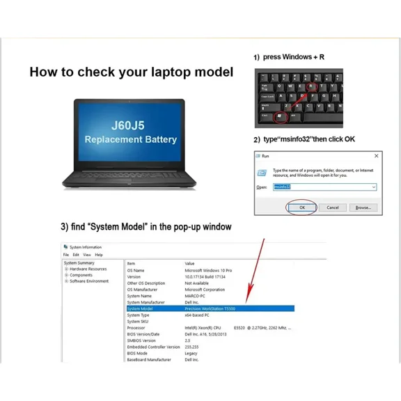 55W Battery For Dell Latitude E7470 E7270 Series Laptop J60J5 R1V85 451-BBSX