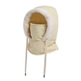 thumbnail image 1 of Gorro térmico para esquiar con capucha, resistente al viento y al frío, bufanda y pasamontañas niños de color blanco lechoso, 1 of 9