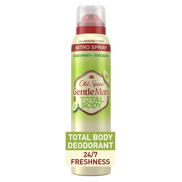 Desodorante para todo el cuerpo Old Spice para hombres Desodorante para todo el cuerpo Pepino + Aguacate Desodorante en aerosol sin aluminio para frescura 24 horas al día, 7 días a la semana // Desodo