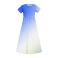 thumbnail image 5 of ATOGUTA Girls Beach Cover Up Dresses Short Sleeve Stretchy A-Line Sundress Casual Gradient Long Dresses Blue, Size 4-14 Years, 5 of 6