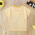 thumbnail image 5 of XUELUO Baby Boys Athletic Shirts Summer Cartoon Striped Print Crew Neck Short Sleeve Outdoor Sports Comfortable Tops T Shirts Holiday Wear,Beige,18-24 Months, 5 of 5