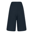thumbnail image 5 of BXINGOHAI Linen Beach Vacation Shorts for Women Dressy Casual Summer Outfits High Waisted Lounge Comfy Wide Leg Loose Navy,L, 5 of 7