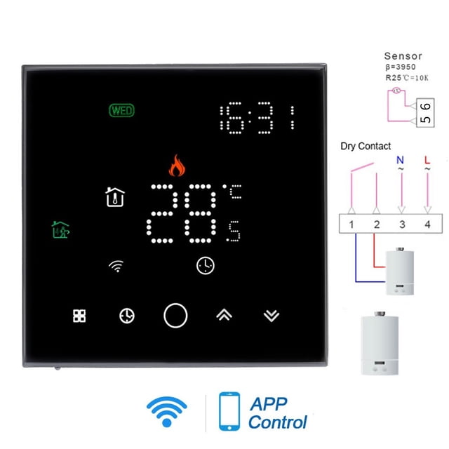 Thermostat Temperature Controller Setup For Water/Electric Floor Heating Water/Gas Boiler APP Remote Smart Wifi Wireless ,Easy to Install