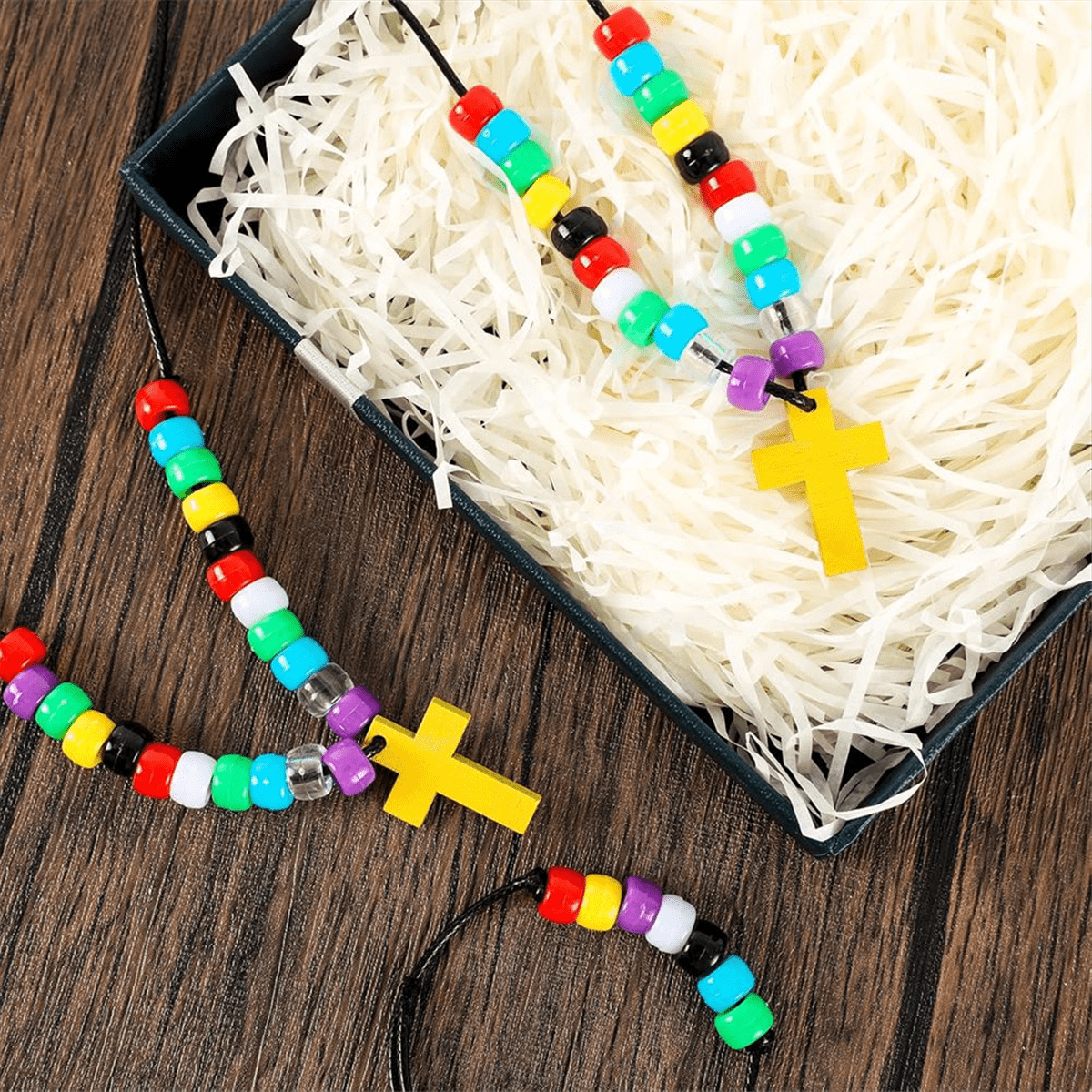 1800Pcs Plan Bracelet Bead DIY with Colorful Assorted Beads 170 Yards Waxed Cotton Thread Cord Christian Bible Craft Kit