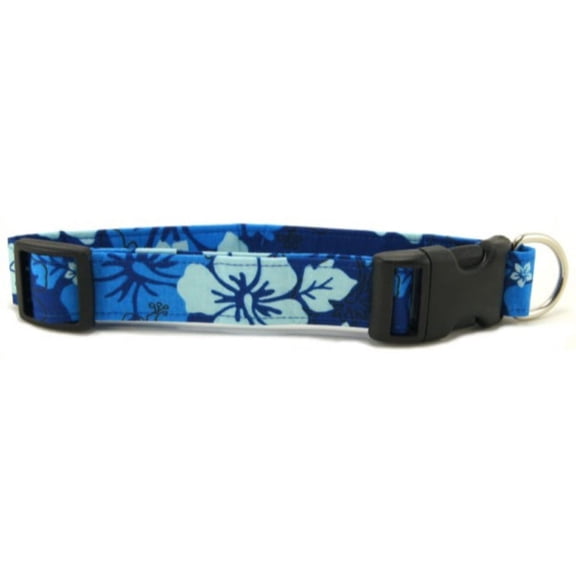 Blue Hibiscus Dog Collar - Size - Small