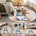 thumbnail image 6 of Coastal Beach Round Area Rug 4ft, Blue Gnomes Summer Ocean Sea Wave Starfish Beige Washable Non-Slip Circle Rugs for Bedroom Living Room Kitchen, Soft Non Shedding Circle Carpet for Dining Room Dorm, 6 of 9