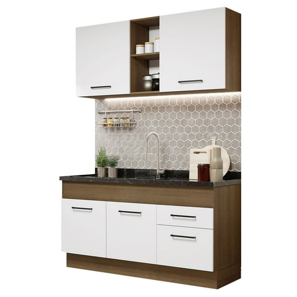 Cocina Integral 150cm Marrón/Blanco Agata Madesa