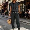 thumbnail image 6 of Maqroz Summer Outfits for Women 2 Piece Sleeveless Hooded Tank Tops Drawstring Jogger Sweatpants Casual Athletic Activewear Muscle Shirts Matching Tracksuits Sets, 6 of 9