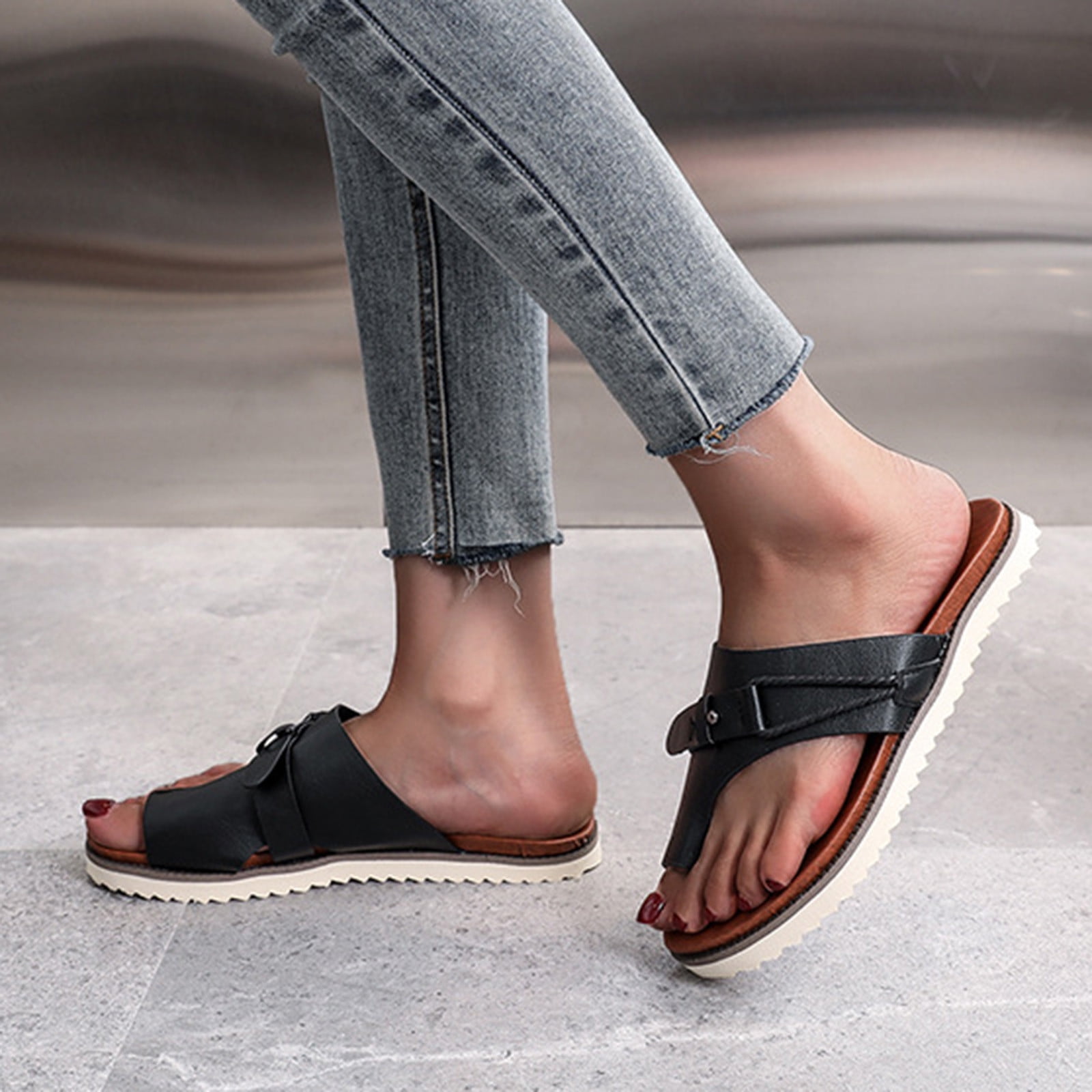 Tevas Womens Sandals Women Solid Color Summer Flip Flops Flat