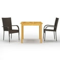 thumbnail image 1 of vidaXL 3 Piece Garden Dining Set Brown, 1 of 5