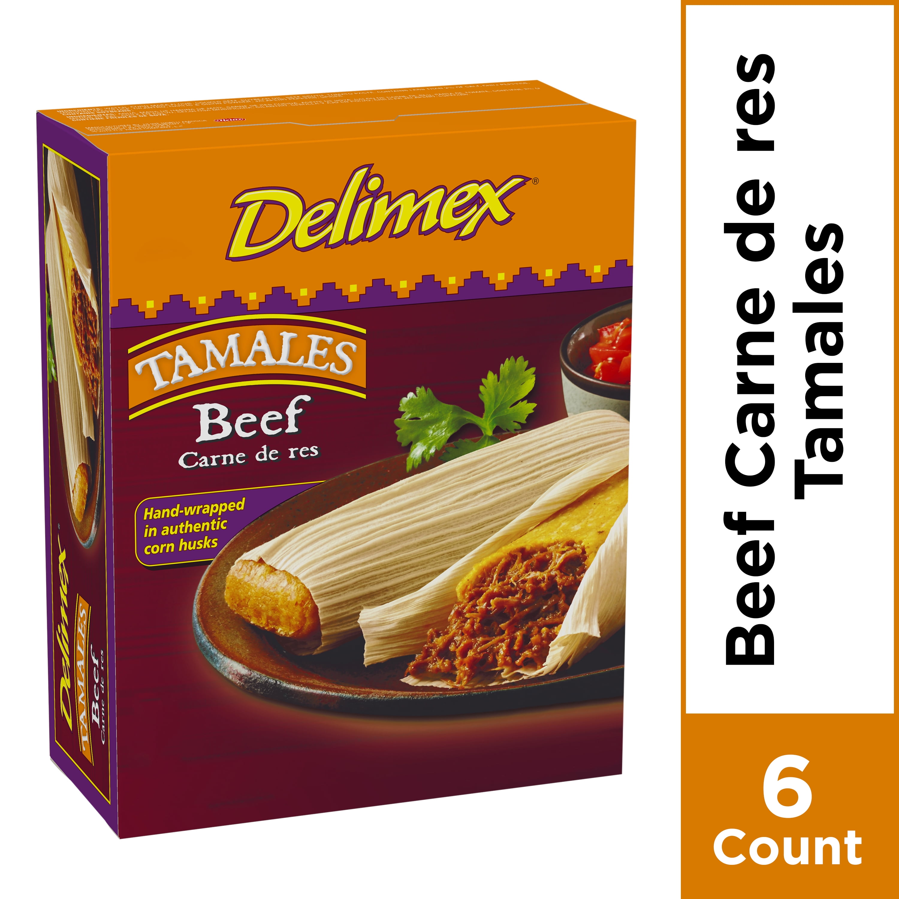 Delimex Beef Tamales, Frozen Appetizer, 6 ct 24.0 oz Box Walmart