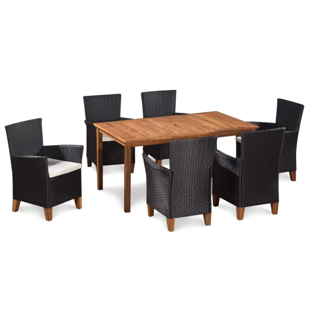 Kepooman Outdoor Patio Rattan Conversation Table Set with Cushions, Set of 7, Multi-color Kepooman Outdoor Patio Rattan Conversation Table Set with Cushions, Set of 7, Multi-color
