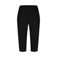 thumbnail image 4 of QATAINLAV Mother's Day Gifts! Womens Capris for Summer Dressy Cropped High Waist Hallow Out Yoga Pants Solid Color Comfy Stretchy Leggings Workout Compression Capri Pant Black L, 4 of 6