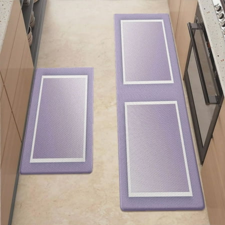 

Anti Fatigue Kitchen Mat Frame Lavender Sets of 2 Kitchen Rugs Non Slip Cushioned Standing Mat for Sink Floor Laundry Office Desk 2X Mid 17.3 x 29
