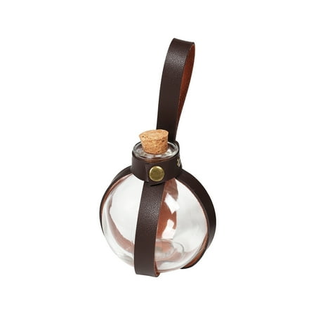 

KQJQS Cork Potion Bottle Witch And Magician Dark Cork Potion Bottle Round Spherical Glass Bottle With Medieval Knight Leather Belt For Cosplay Accessories 250 Ml