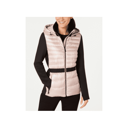 Calvin Klein Womens Performance Colorblocked Hooded Down Jacket -  
