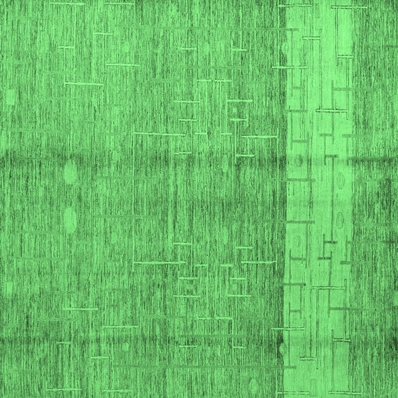 Ahgly Company Indoor Square Oriental Emerald Green Modern Area Rugs, 6' Square