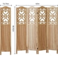 thumbnail image 5 of Wood Room Divider 4 Panel 5.6Ft Carved Room Divider and Folding Privacy Screen, Minimalism Portable Partition Screen Divider for Room Separation, Room Decoration for Home Office - Natural, 5 of 18