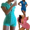 thumbnail image 5 of Biekopu Sexy Buttons Up Rompers Jumpsuit Women Tie Dye Homewear Outfits Lounge Wear Pajamas Shorts Playsuit Summer Bodysuit, 5 of 5