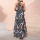 thumbnail image 4 of Vestido largo de verano con volantes altos y bajos para mujer Vestido largo de playa fluido con estampado de correa de espagueti Fridja  bnh122, 4 of 9