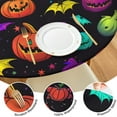 thumbnail image 4 of 44in Pumpkin Ghost Round Halloween Tablecloth with Elastic Edge, Fitted Table Cover for 36-44" Tables, Polyester Reusable Table Cloths Wipe Clean for Picnic, Dining, Outdoor Use and Party Decor, 4 of 7