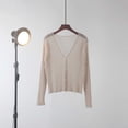 thumbnail image 2 of BaoFuBaoMei Womens Cotton Knit Cardigan Sweater Lightweight Sheer Long Sleeve Cardigans Button up V Neck Sweater Cropped Solid Tops, 2 of 5