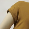 thumbnail image 4 of Women’s Casual Dressy Basic T Shirts Loose Fit Crewneck Cap Sleeve Tee Tops Khaki XXL, 4 of 6