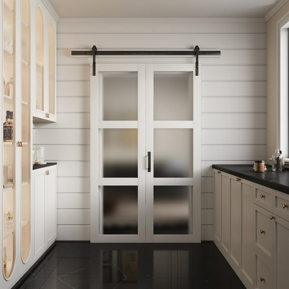 24" X 84" White Bifold 3-Lite Glass Door With Hardware Kit Interior Doors