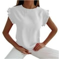 thumbnail image 2 of iHengLiXing Plus Size Womens Tops Dressy Casual Fashion Women Summer Casual Round-Neck Short Sleeve Pullove Solid Blouse T-Shirt White XL, 2 of 7