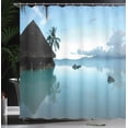 thumbnail image 4 of Ambesonne Tropical Shower Curtain, Wooden House Nature, 69"Wx84"L, Blue Brown, 4 of 5