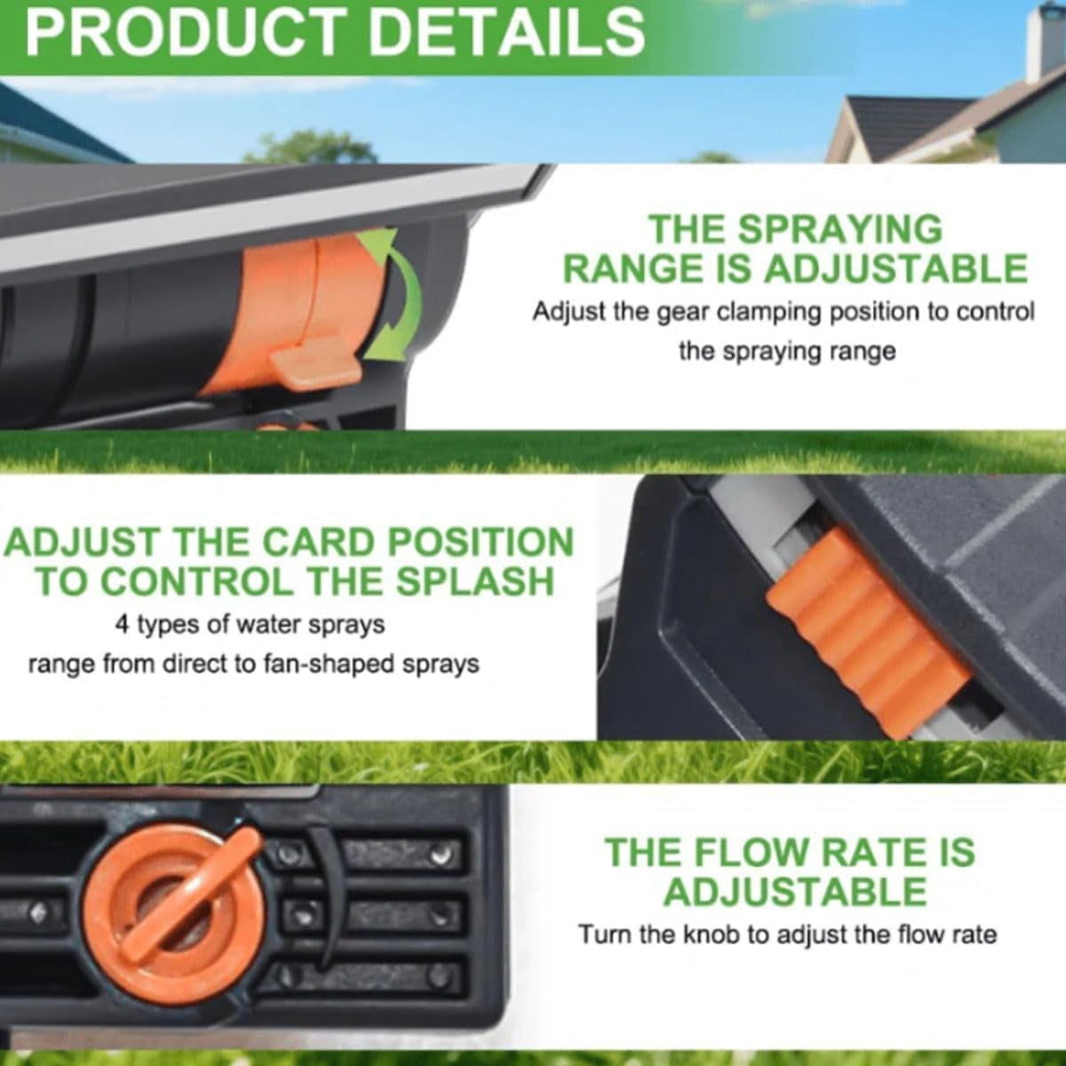 16-Nozzle Oscillating Sprinkler with Dual-Zone Sprinkler Water Timer, Adjustable Garden Sprinkler Watering System, 360° 16-Hole Automatic Rocking Sprinkler (Ground-Insert, Sprinklers)