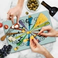 thumbnail image 4 of Feminine Cutting Board, Abstract Silhouette Girls on Bike Colorful Wheel Relax Exercising Enjoyment Theme, Decorative Tempered Glass Cutting and Serving Board, Large Size, Blue Red, by Ambesonne, 4 of 5