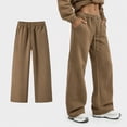 thumbnail image 3 of EANJE Men's Baggy Sweatpants Casual Elastic Waist Wide Leg Pants Solid Loose Fit Lounge Trousers with Side Pockets for Daily Streetwear Brown 2XL, 3 of 5