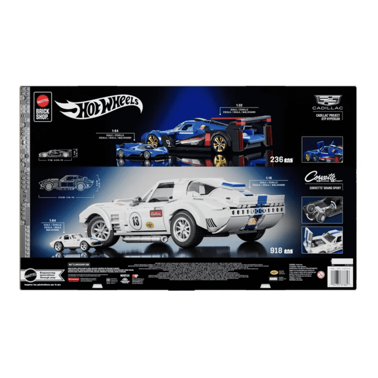Mattel Brick Shop Hot Wheels Cadillac GTP & Corvette Bundle