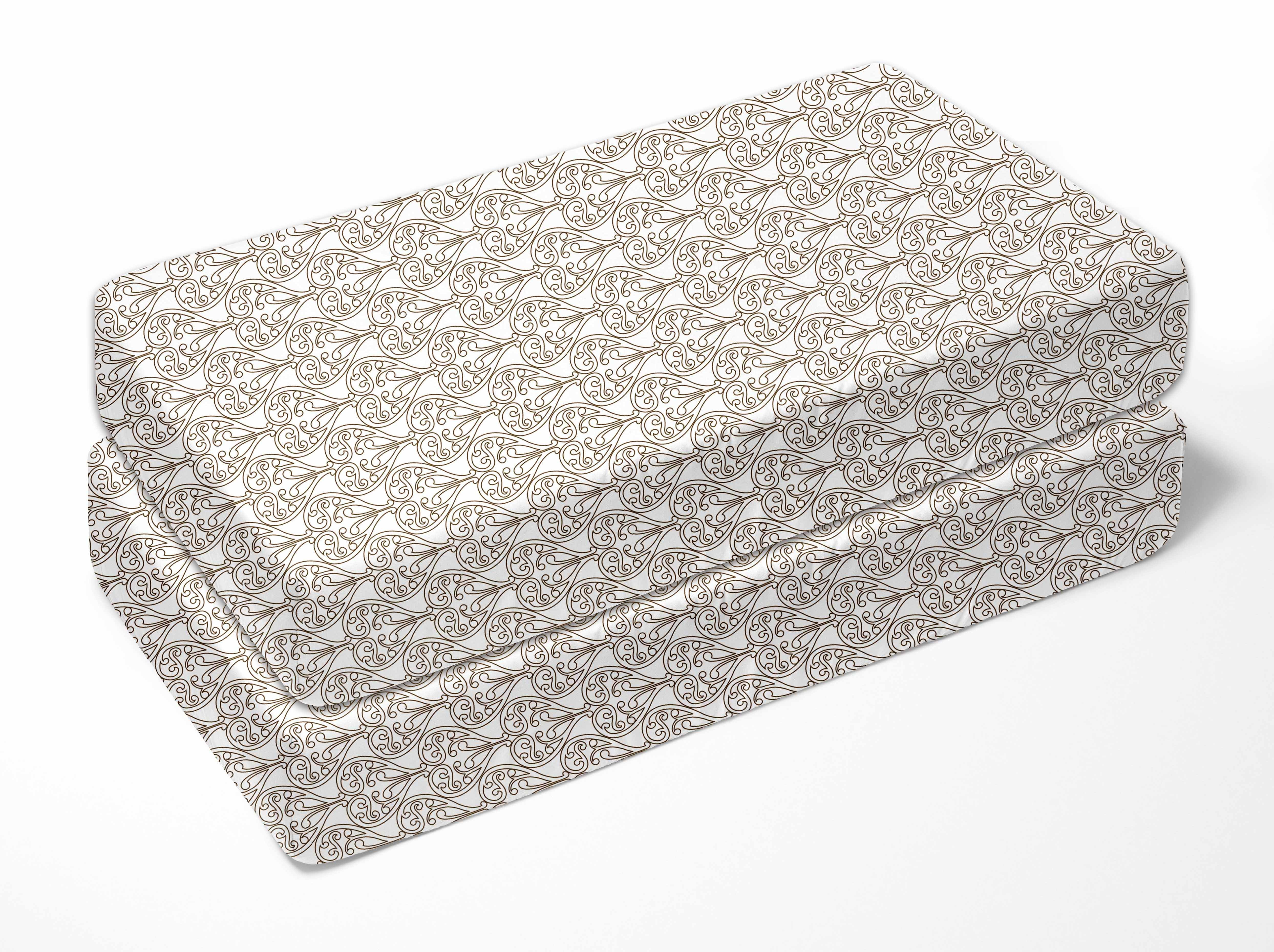 Bacati - Damask Crib/Toddler Bed Fitted Sheets 100% Cotton Percale, White/Choc, 2-Pack