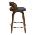 thumbnail image 5 of OFM 161 Collection Mid Century Modern 24" Low Back Bentwood Frame Swivel Seat Stool with Fabric Back and Seat Cushion, in Walnut/Navy (161-WF24C-NVY), 5 of 10